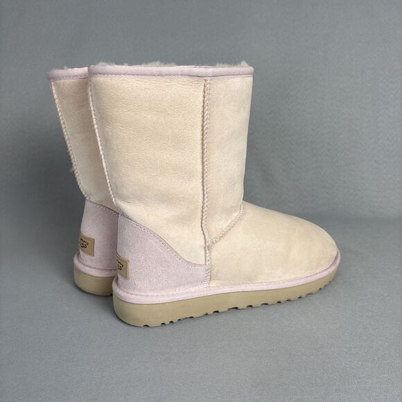 New Womens UGG Boots Sz 9 Classic Short Pink Shell Seashell Suede Wool Sold Out - Picture 12 of 16